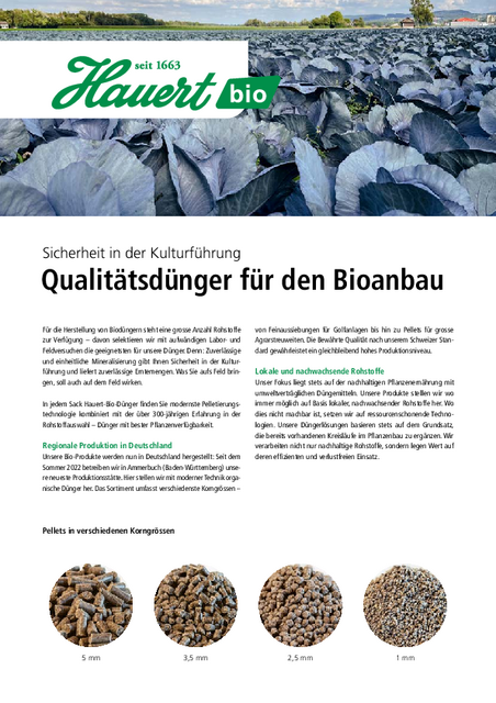 Hauert Bio Agrardünger Merkblatt